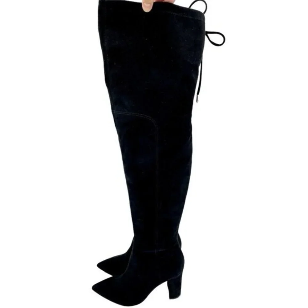 Marc Fisher Ulona Black Fabric Suede Over the Knee Boots SZ 6.5 $249